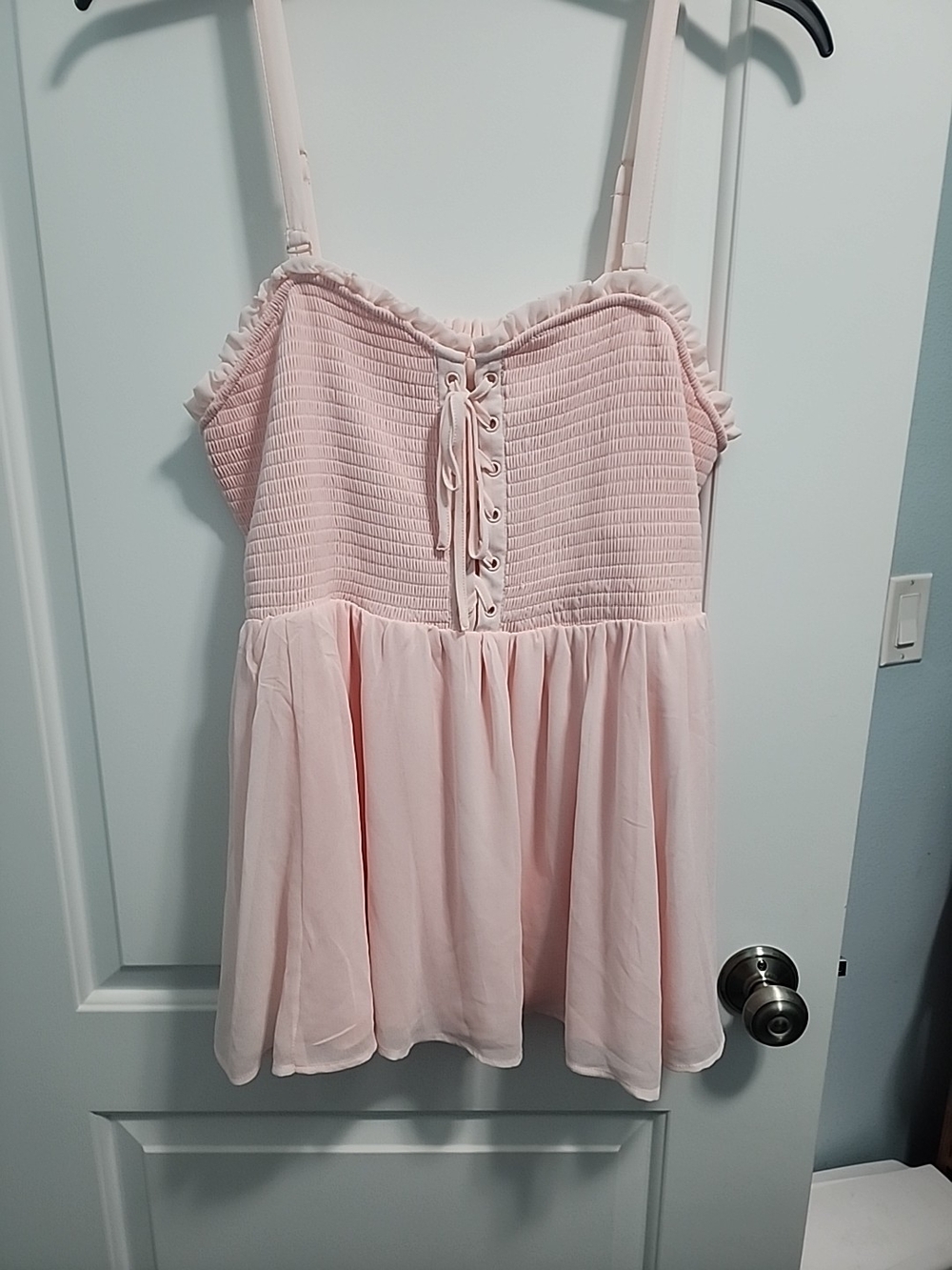 torrid Light Pink Smocked Lace-Up Top NWT